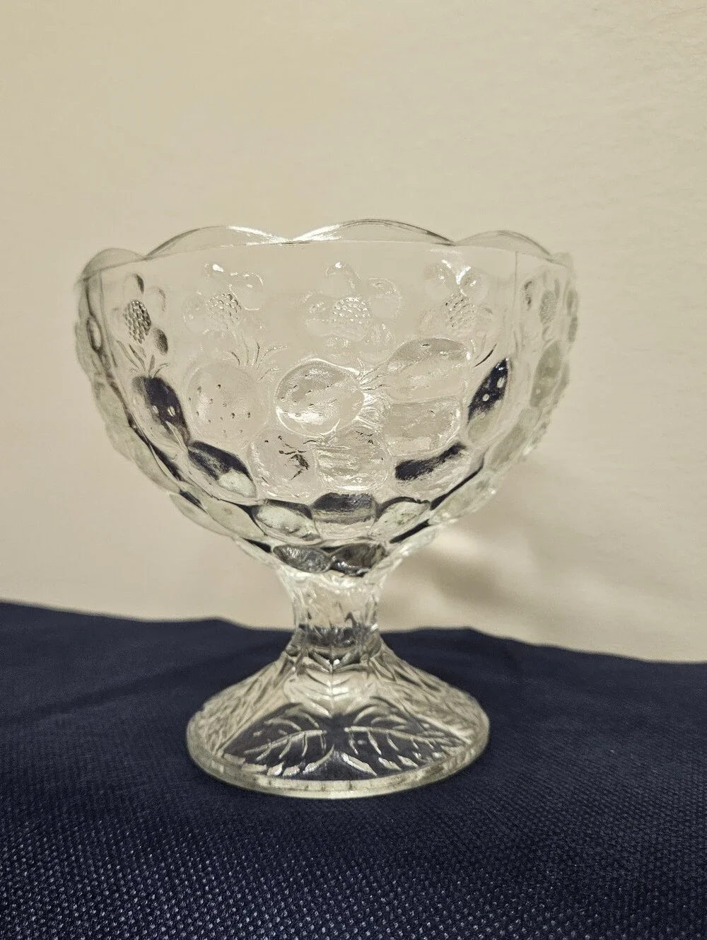Strawberry & Floral Pattern‎ Glass Compote